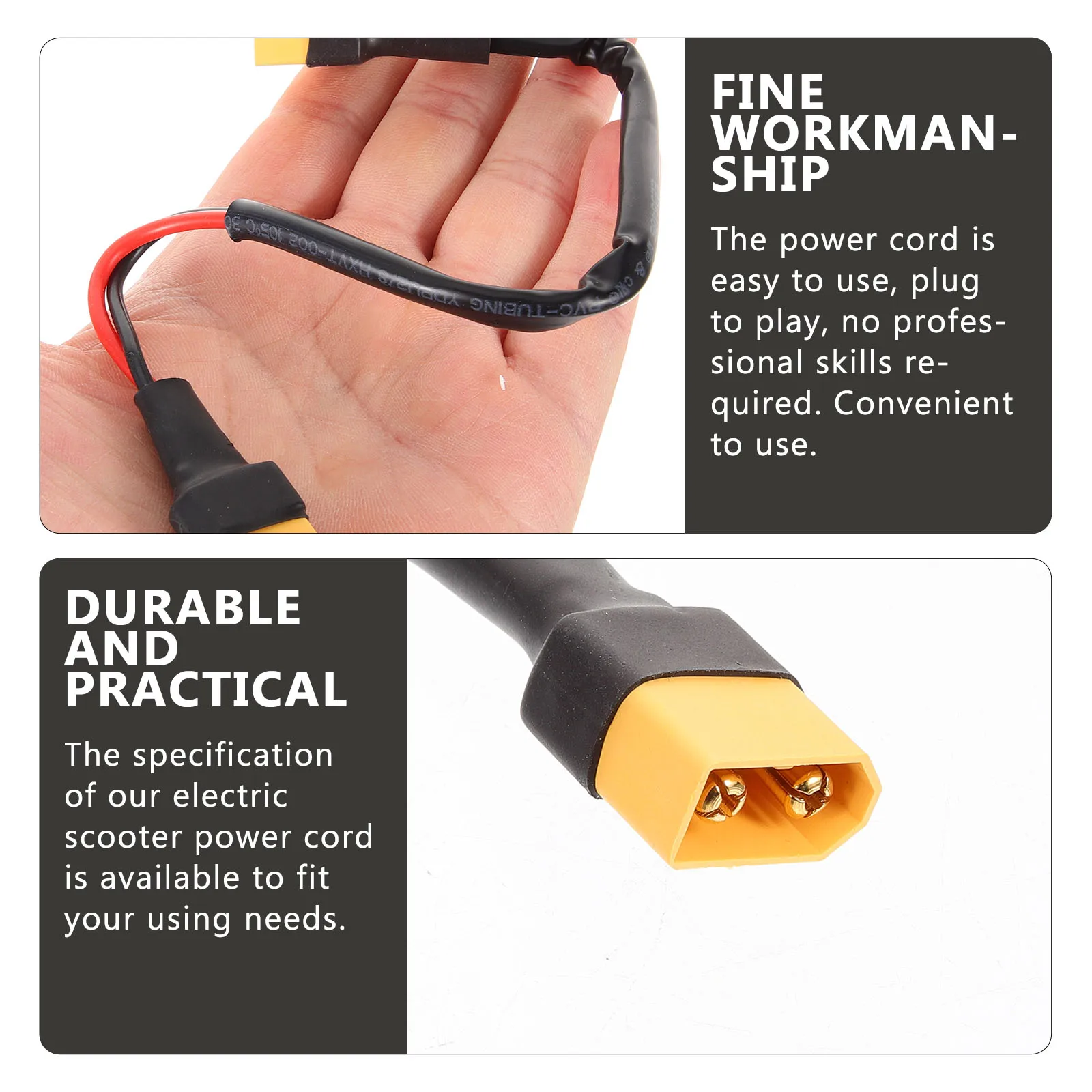 

Electric Scooter Controller Power Cord 8 inch Black Extension Cable Universal Plastic Charging Cords Bike Part for Electric