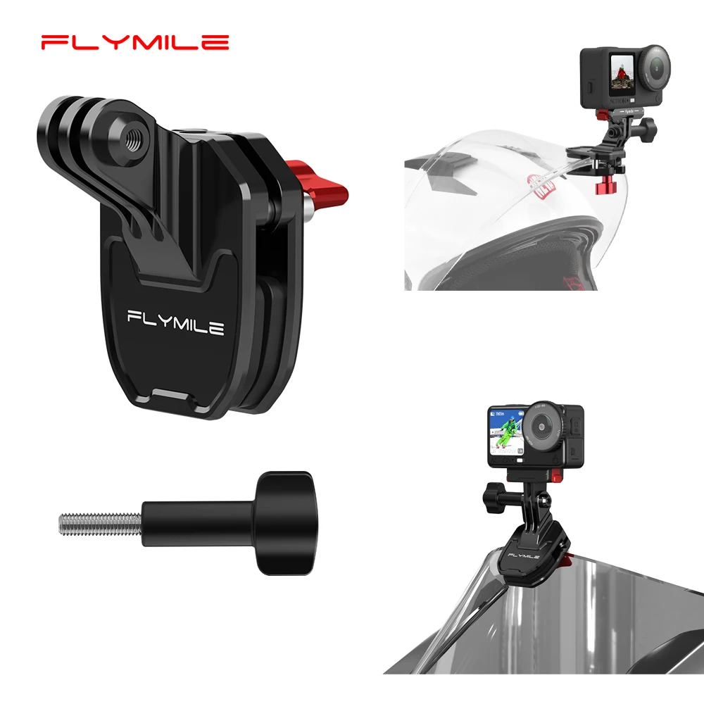 

Крепление для камеры на ветровое стекло мотоцикла Flymile, для записи видео с точки зрения участника (POV), совместимо с камерами DJI Action/Insta360/GOPRO, крепление на шлем.