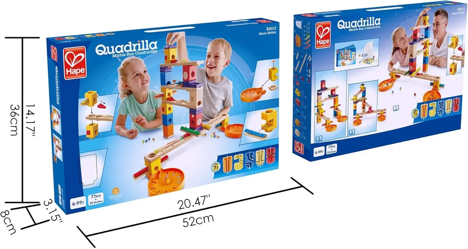 Quadrilla in legno Marble Run Music Motion Construction con istruzioni |   Giocattoli educativi di apprendimento STEM da 97 pezzi per bambini