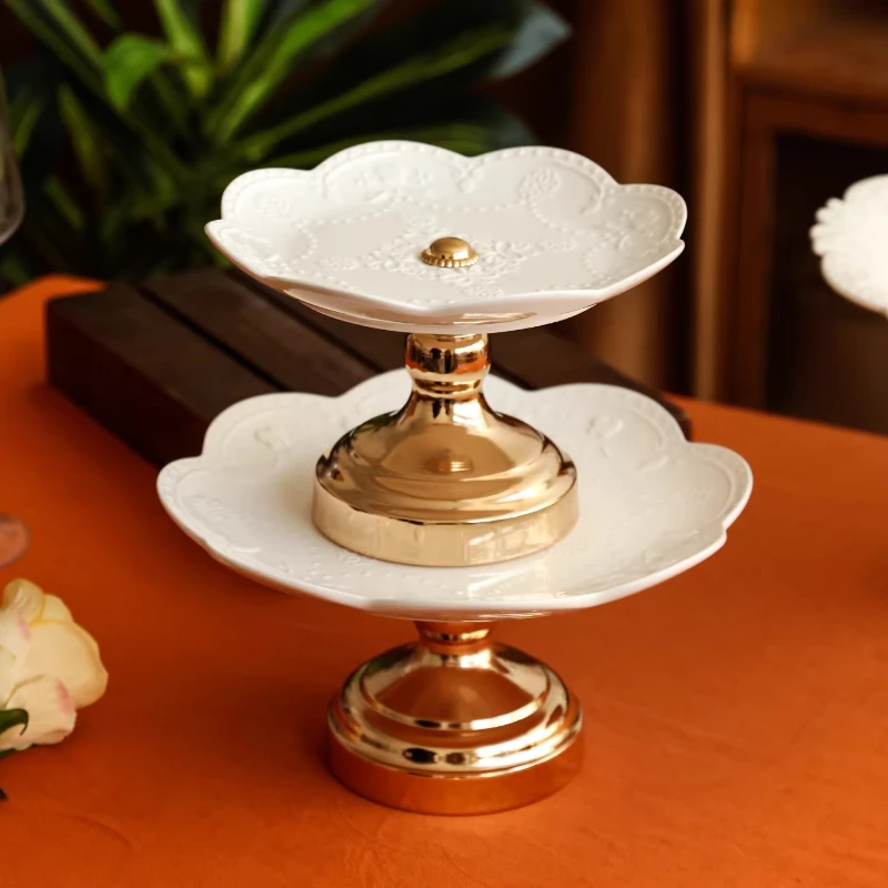 European Cake Stand Ceramic Wedding Party Dessert Candy Fruit Plate Cake Self-help Display Home Table Salad Pasta Plates Dish