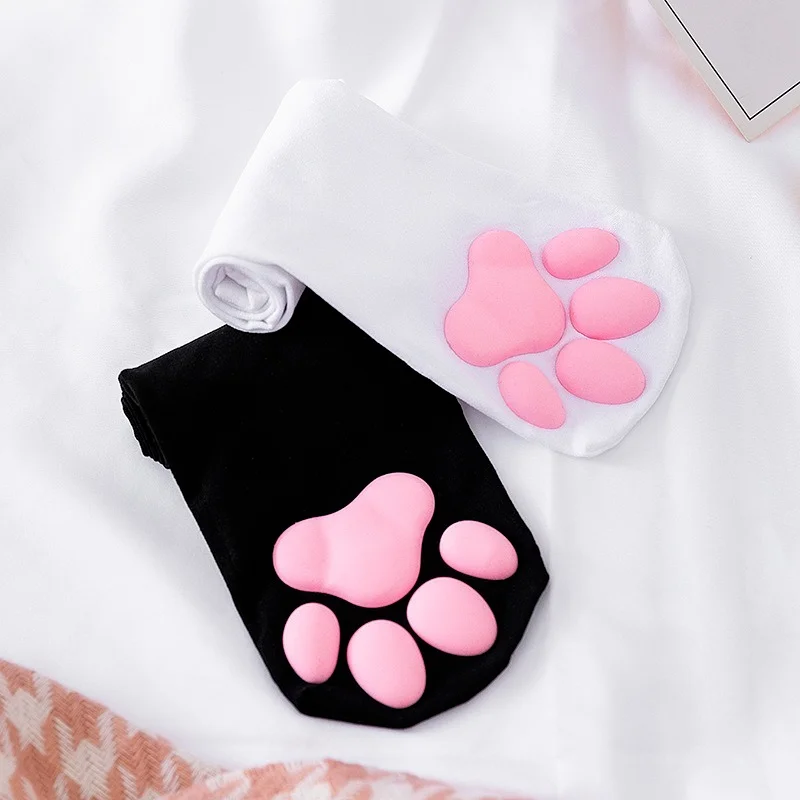 Cat Paw Socks Kawaii 3D Cat Claw Beanies for Women Girls Cute Lolita Cosplay Pawpads Socks Cosplay Cat-Paw-Pad Thigh High Socks