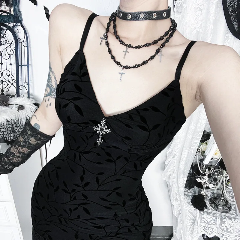 2025 novo vintage partywear reunindo impressão alças cruzadas vestido harajuku y2k retro feminino gótico plissado hem bodycon vestidos teachwear