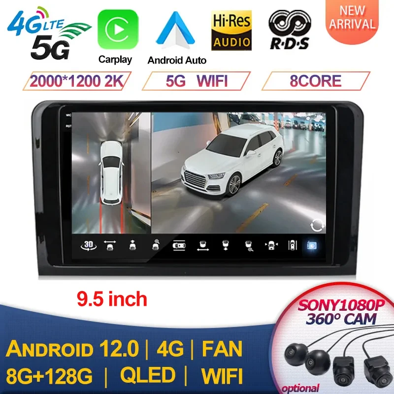 

2000*1200P For Mercedes ML W164 GL GL320 ML350 ML500 X164 GL350 GL450 2005 - 2012 Car Radio Multimedia DVD DSP 8G+128G Android