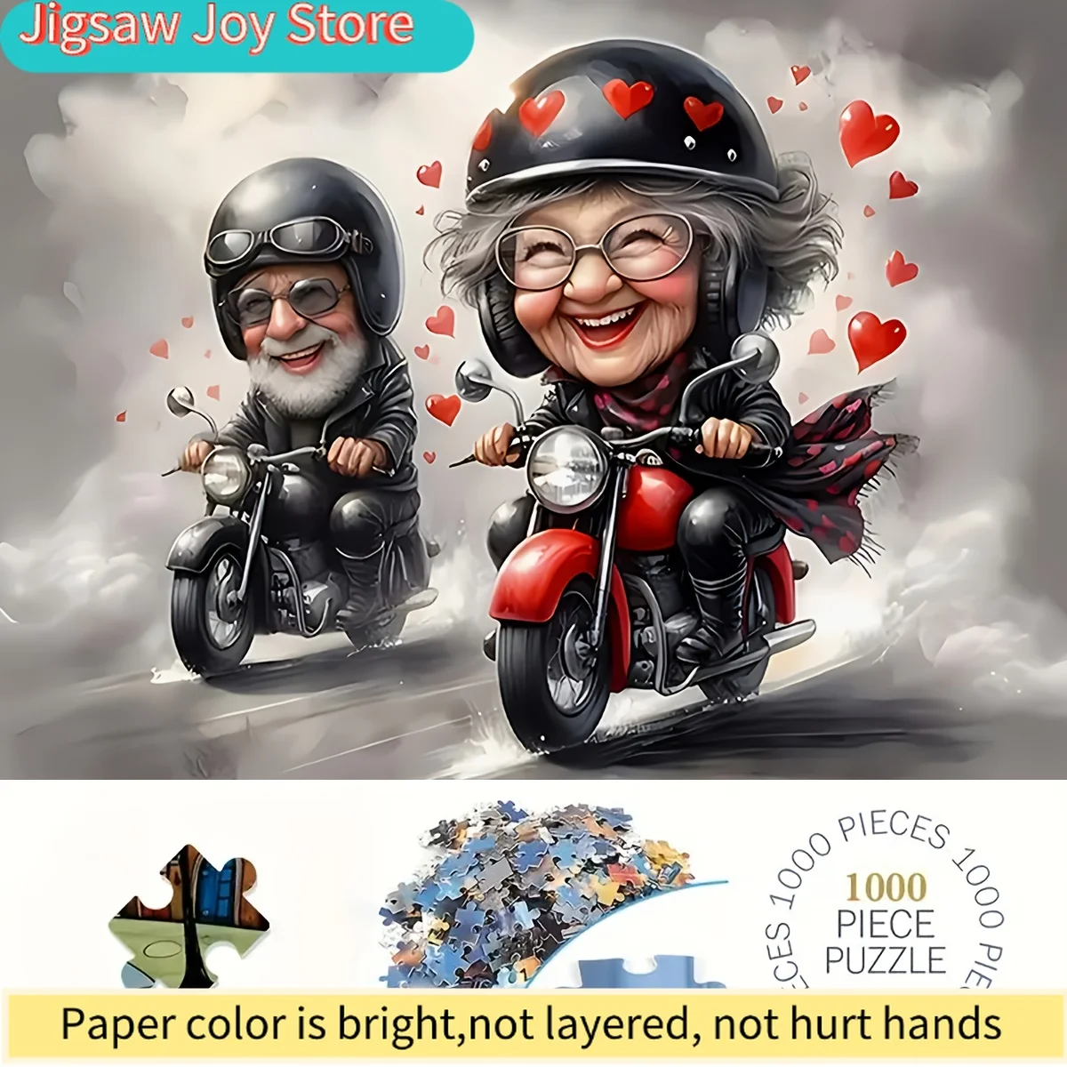 

1 Box of 1000pcs "Love Motorcycle Couple" Puzzle, 50 Cm X 70 Cm / 19.7 Inches X 27.6 Inches, Educational And Relaxing Handicra