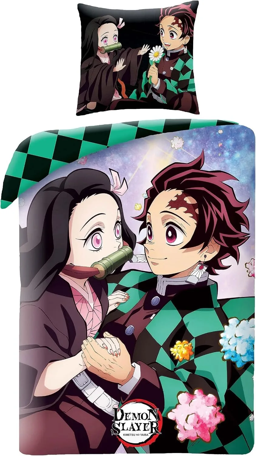 

Anime Demon Slayer duvet cover and pillowcase, teen double/queen bedding set 135x200, bedroom decor, gift for boys