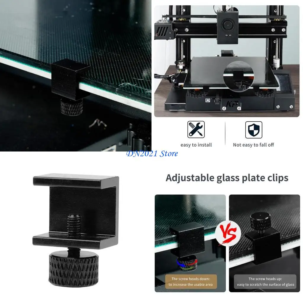 

F3KE for CR10 Ender3 Hot Bed Printing Platform Glass Heat Bed Fix Clamps Adjustable Clips Printer Accessories 4PCS