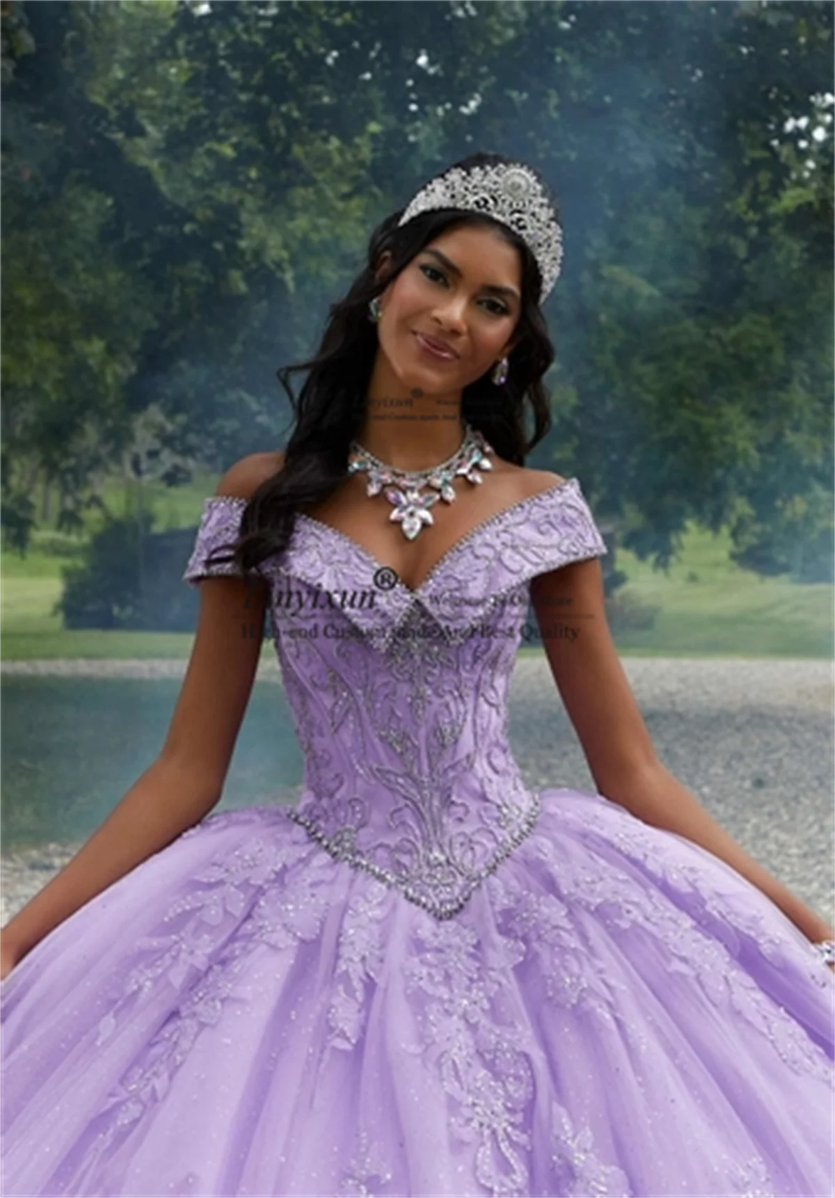 Vestido De quinceañera púrpura mexicana, vestido De baile, apliques De encaje, cuentas, dulce 16, Princesa, hombros descubiertos, 15 Años