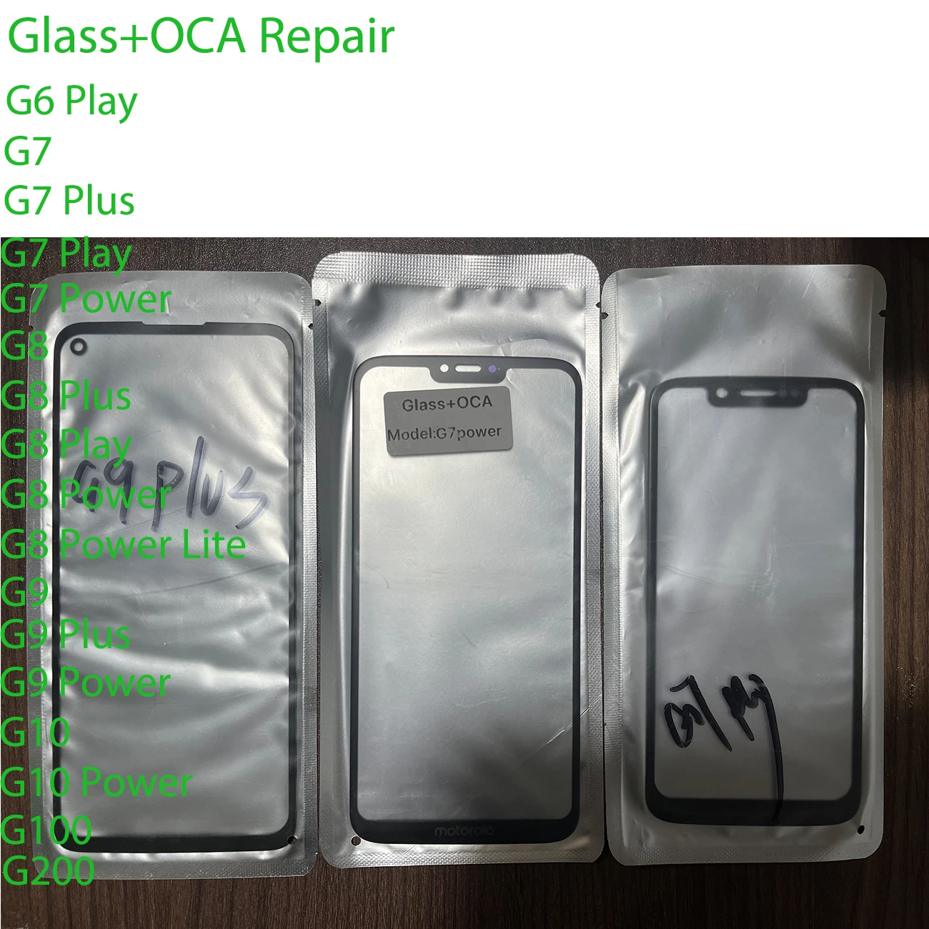 Para motorola moto g6 play g7 plus g8 power lite g9 power g10 g100 g200 painel de toque frontal tela externa vidro com reparo oca