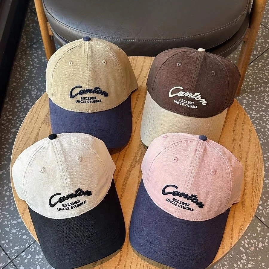 Hat couple street suede soft top color matching baseball cap female Korean version ins tide brand letter embroidery cap male