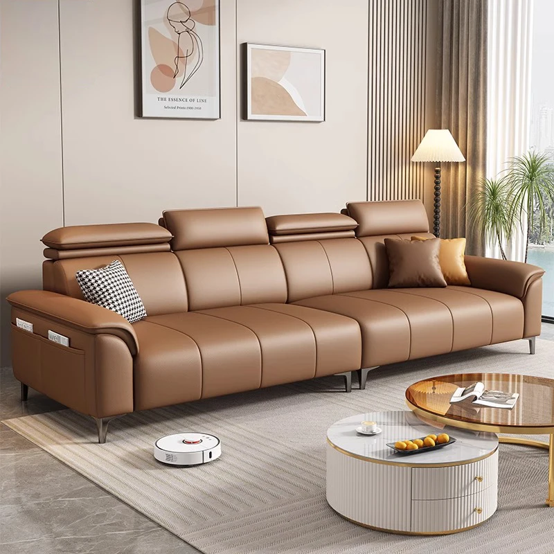 

Italian Brown Living Room Sofas Antique Leather Modern Armchair Lazy Sofas Lounges Sleeper Daybed Divano Soggiorno Furniture