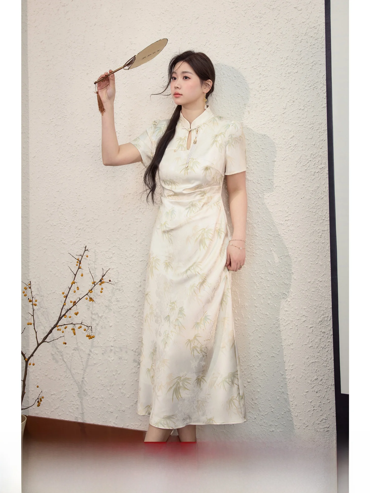 

Blue Language plus Size Women's Dr New Chinese Sle Embroidered Modified Summer Waist Cinching Slimming Dr