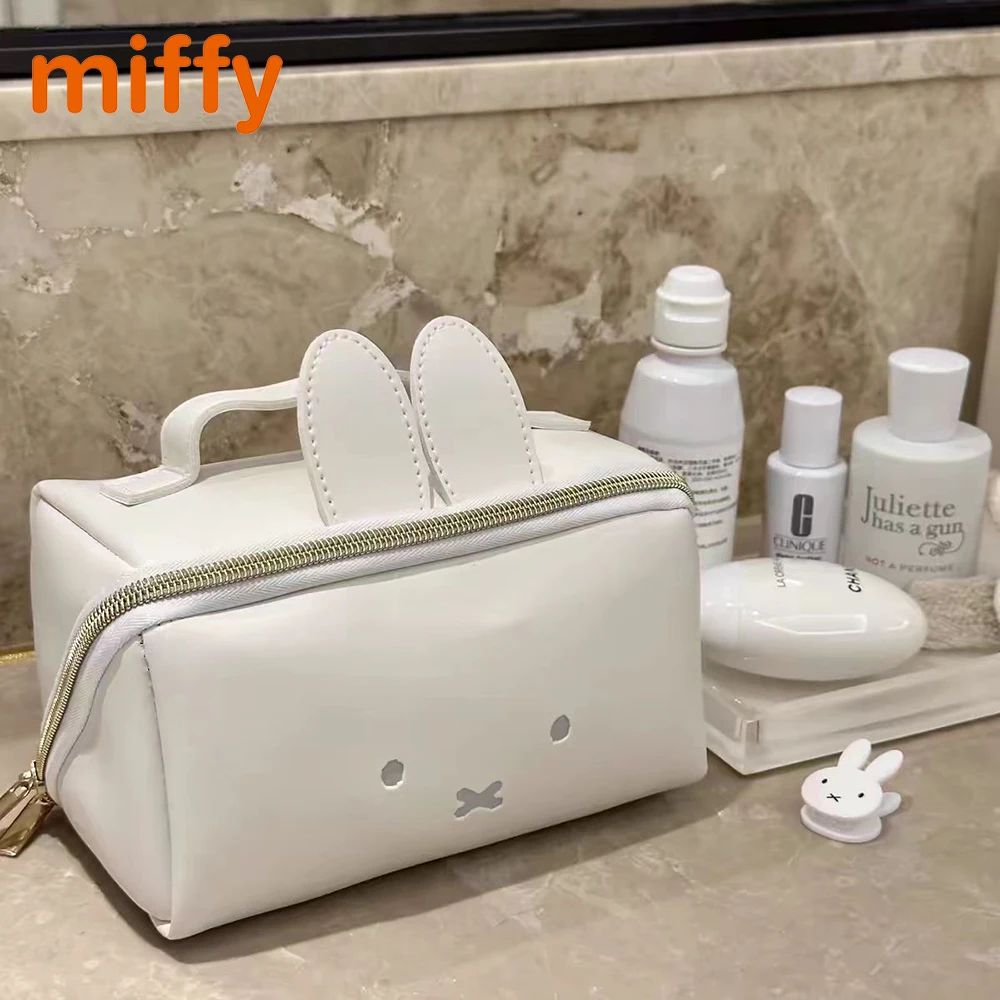 Kawaii Miffy Cute Handbag Cartoon Rabbit Portable Multifunctional High Capacity Cosmetics Storage Bag Girl Gift