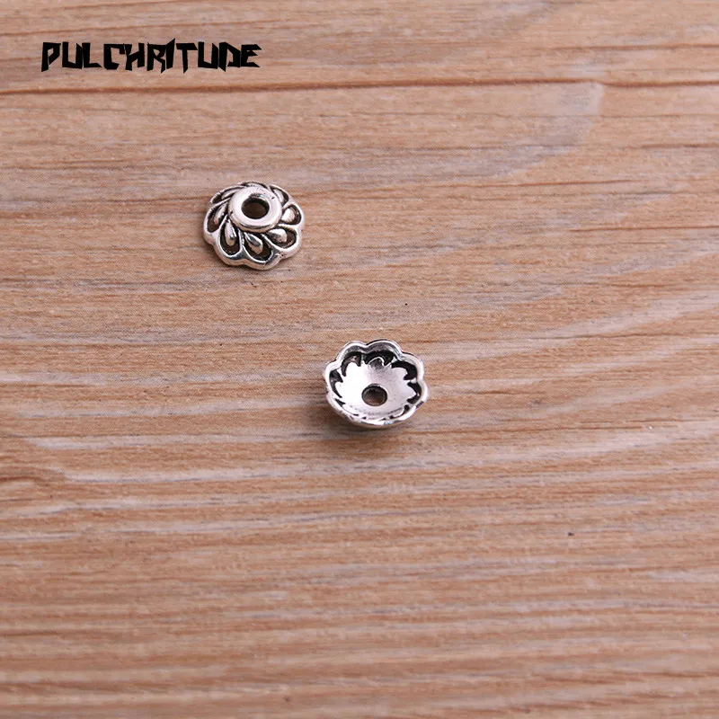 60pcs 3*10*10mm Two Color Bead Caps Charm Hollow MINI Flower Pendants Jewelry Accessories DIY Receptacle Charms