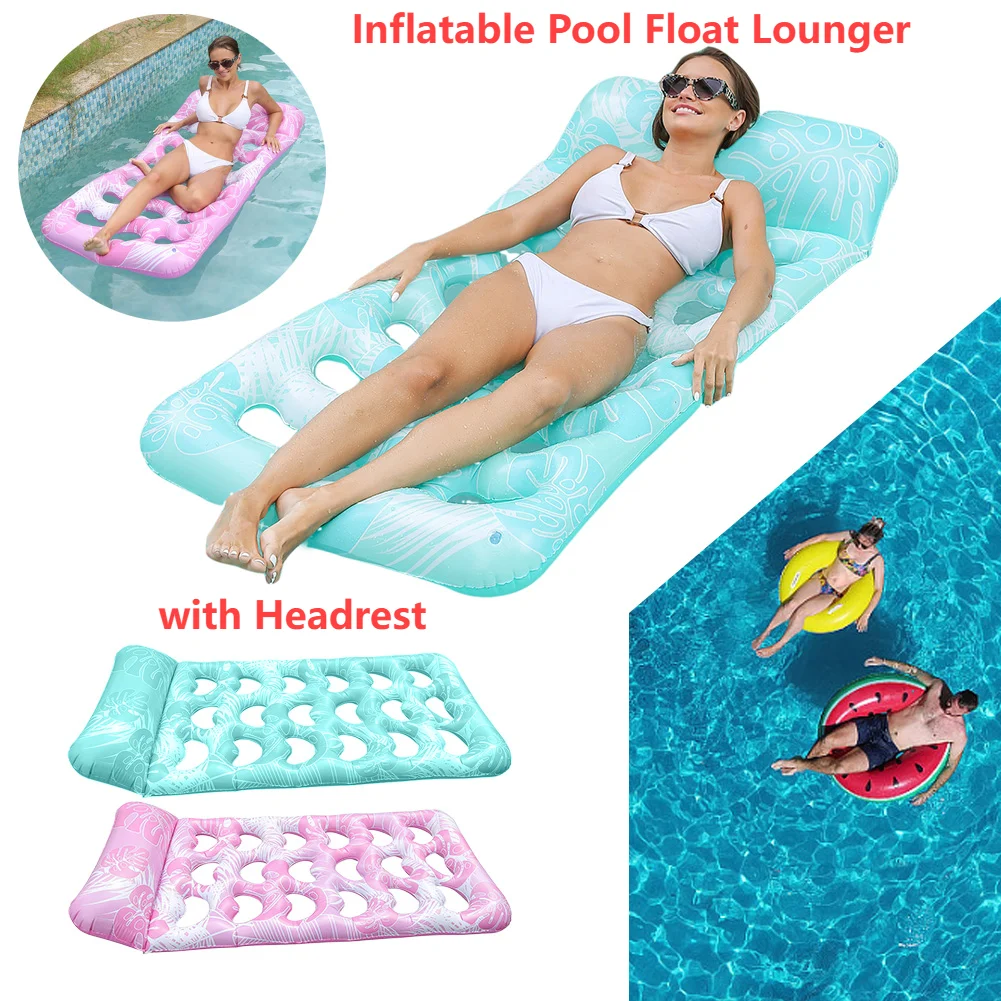 Inflatable Pool Float Lounger Giant Float Pool Mat Floating Lounger for Adults Air Mattress for Lake Beach Swimming Pool Party