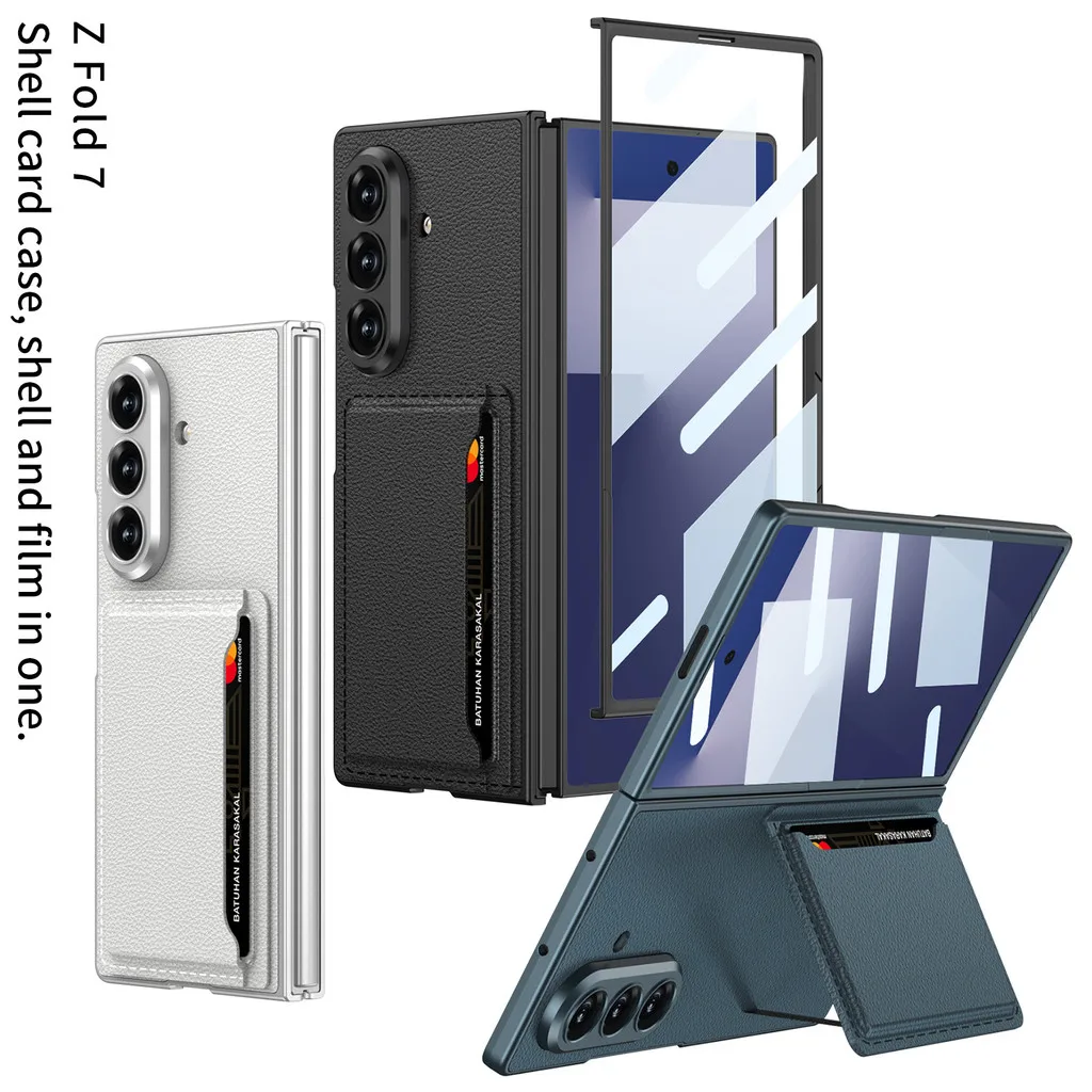 

Кожаный кошелек с подставкой для карт, чехол для телефона Samsung Galaxy Z Fold 7 6 Fold7 Fold6 с защитной крышкой и мембранной оболочкой