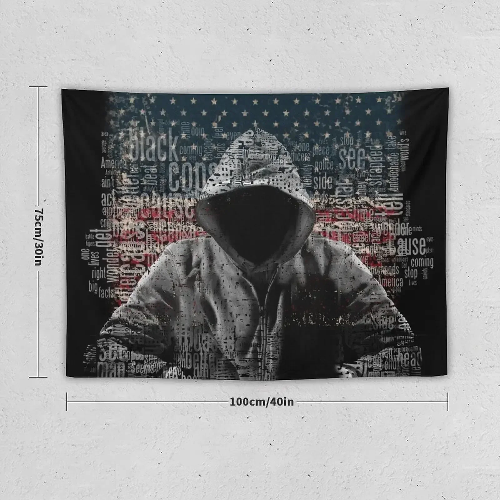 Untouchable, T-Shirt, Eminem Revival Album, Word Cloud with Grunge American Flag Tapestry Decorations For Your Bedroom Tapestry