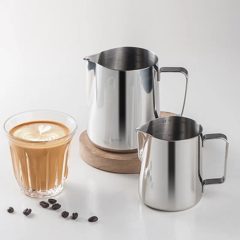 Stainless Steel Milk Frothing Jug Coffee Latte Art Milk Frother Pitcher Stainless Steel Measurement Jug Espresso Barista Tool