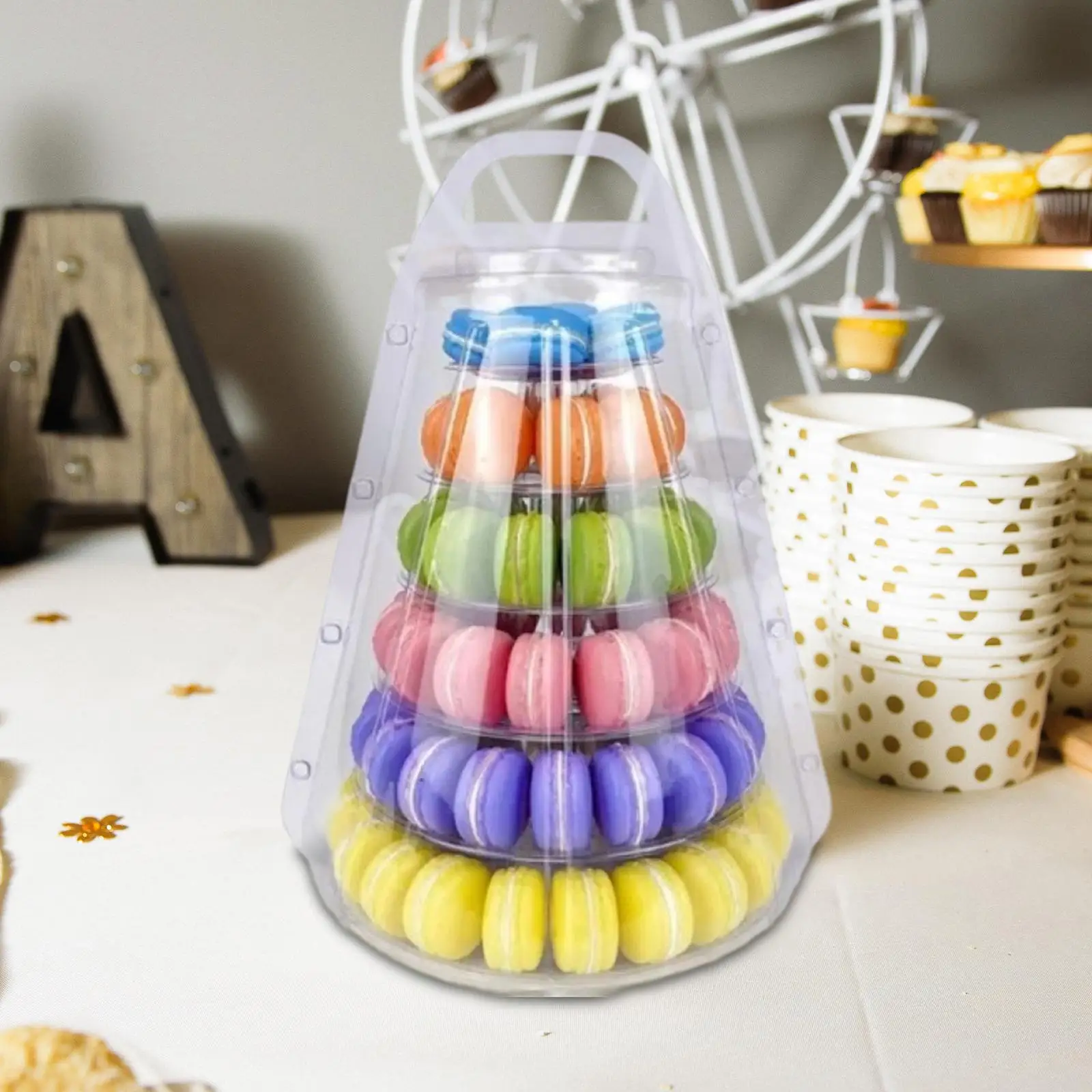 Clear Macaron Tower Stand Multi Functional Cake Display Holder for Dessert Table Party Events