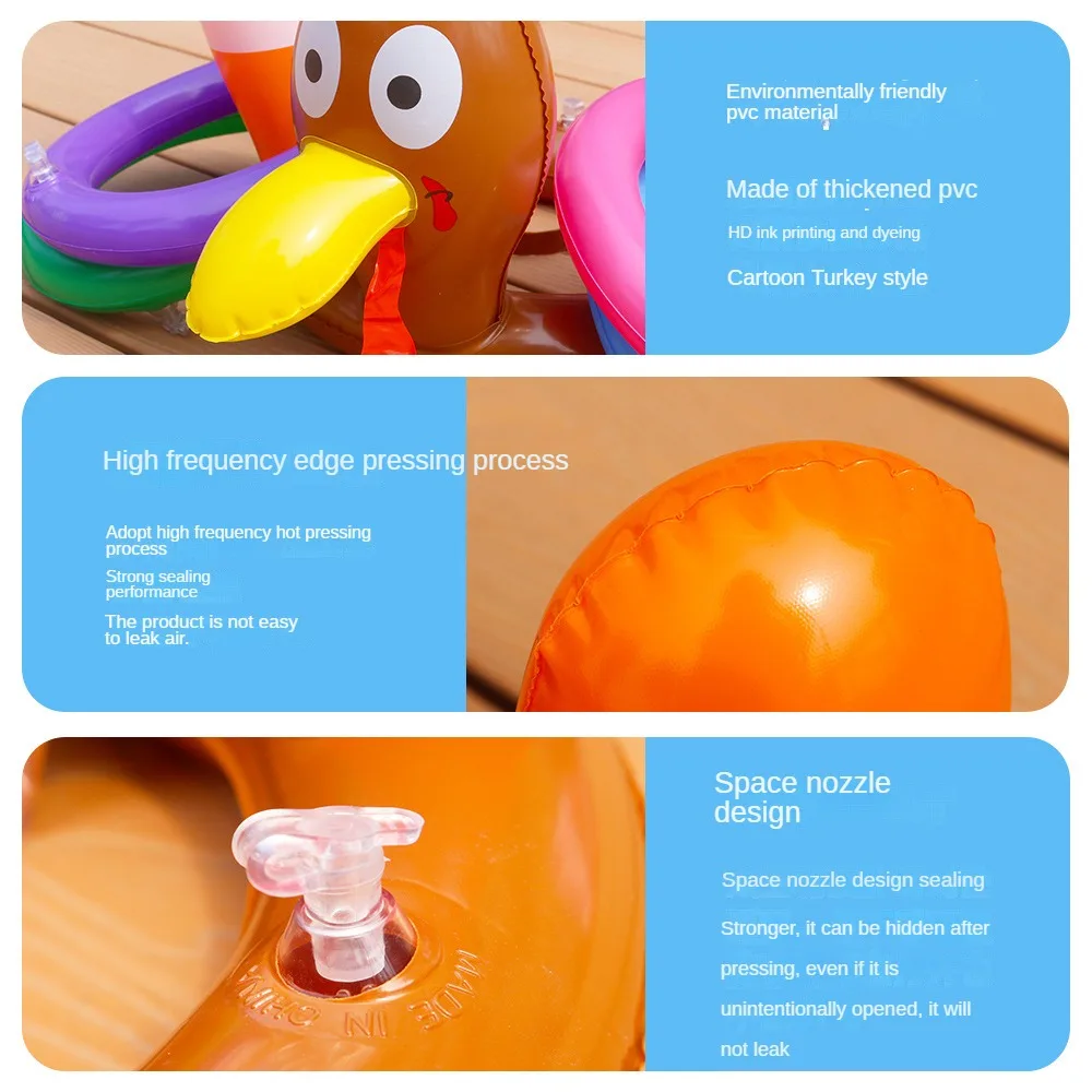 Christmas Decorations 2024 Turkey Head Ferrule Party Gathering Interactive Inflatable Toy Thanksgiving Throwing Ring Toy