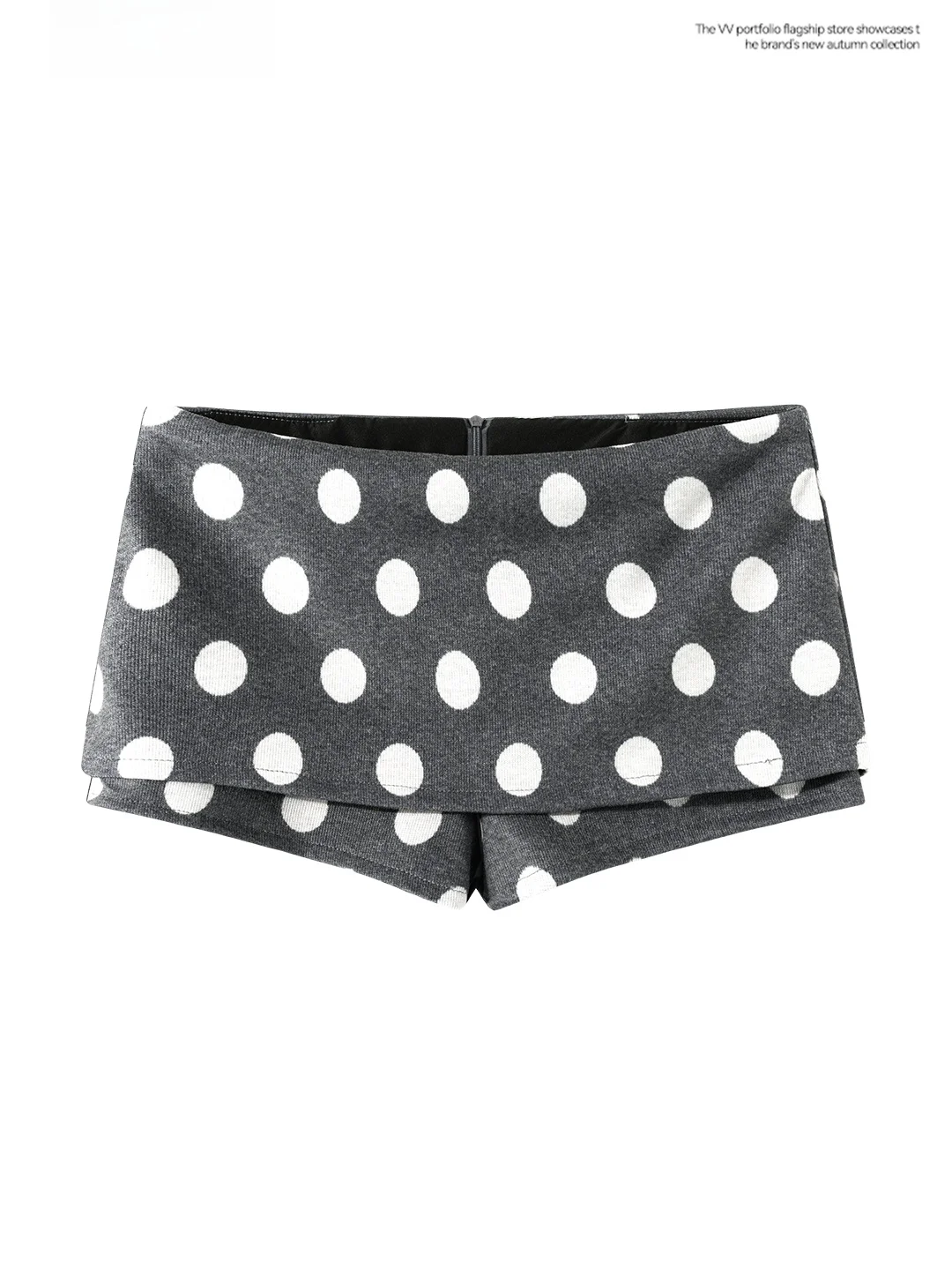 Korean Minimalist Polka Dot Skirt Pants Grey Versatile Short Women's Spring Retro Slimming Base Layer Trendy Commute Style Da...