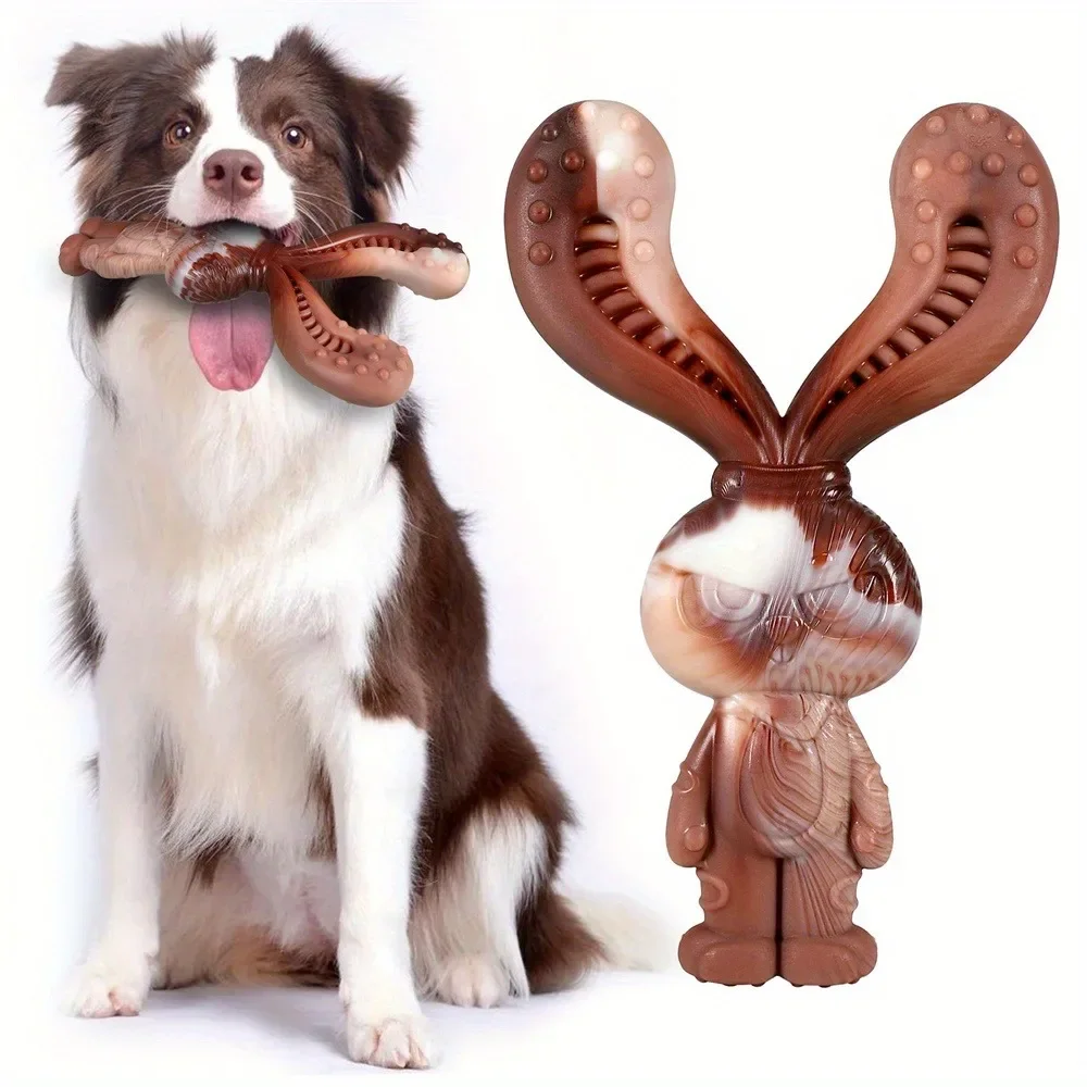 Unzerstörbares Kauspielzeug für Hunde, Nylon-Kauspielzeug für Hunde in Kaninchenform, Rindfleischgeschmack für mittelgroße und große Hunde (30–120 lb), starkes Kauen – Detail 1