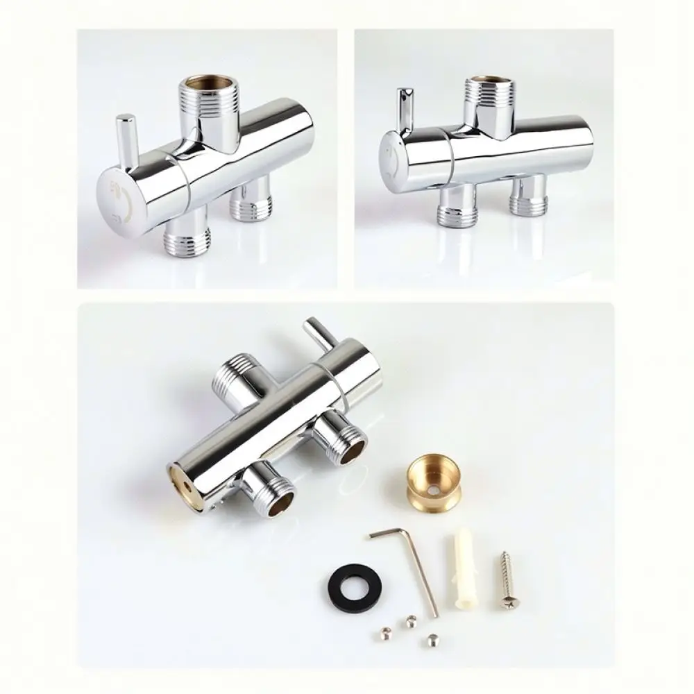 Universal 3 Way Shower Diverter Valve Switch Adapter Chrome Plated Brass For Bathroom Faucet Pipe Sprayer Accessories