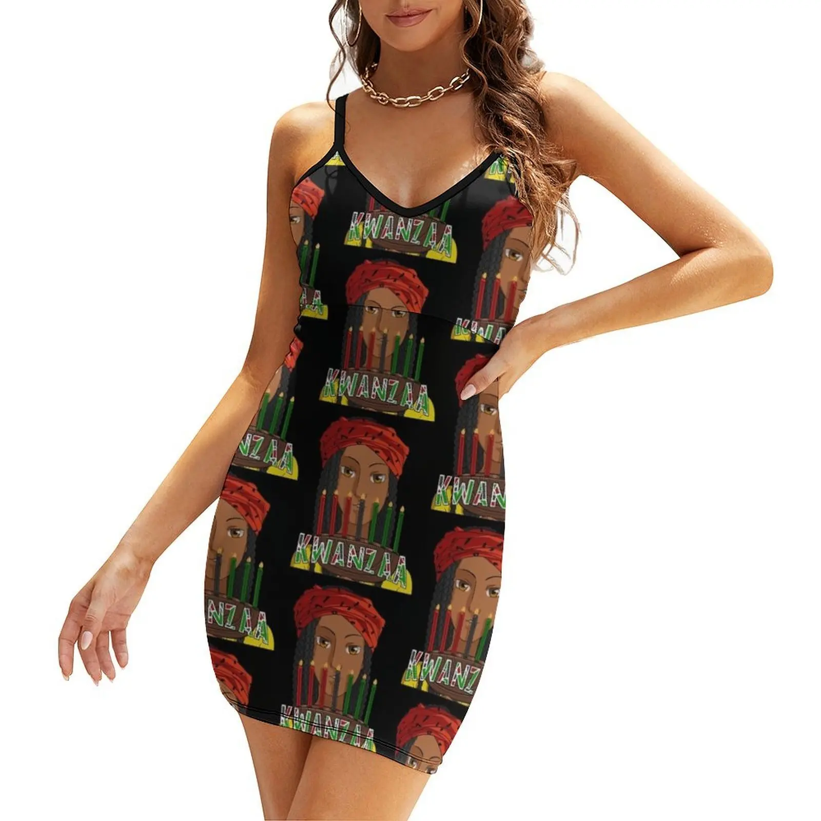 

Kwanzaa Kinara Candles Sling Dress summer dress womens 2025 Women dresses summer sexy short dresses daring