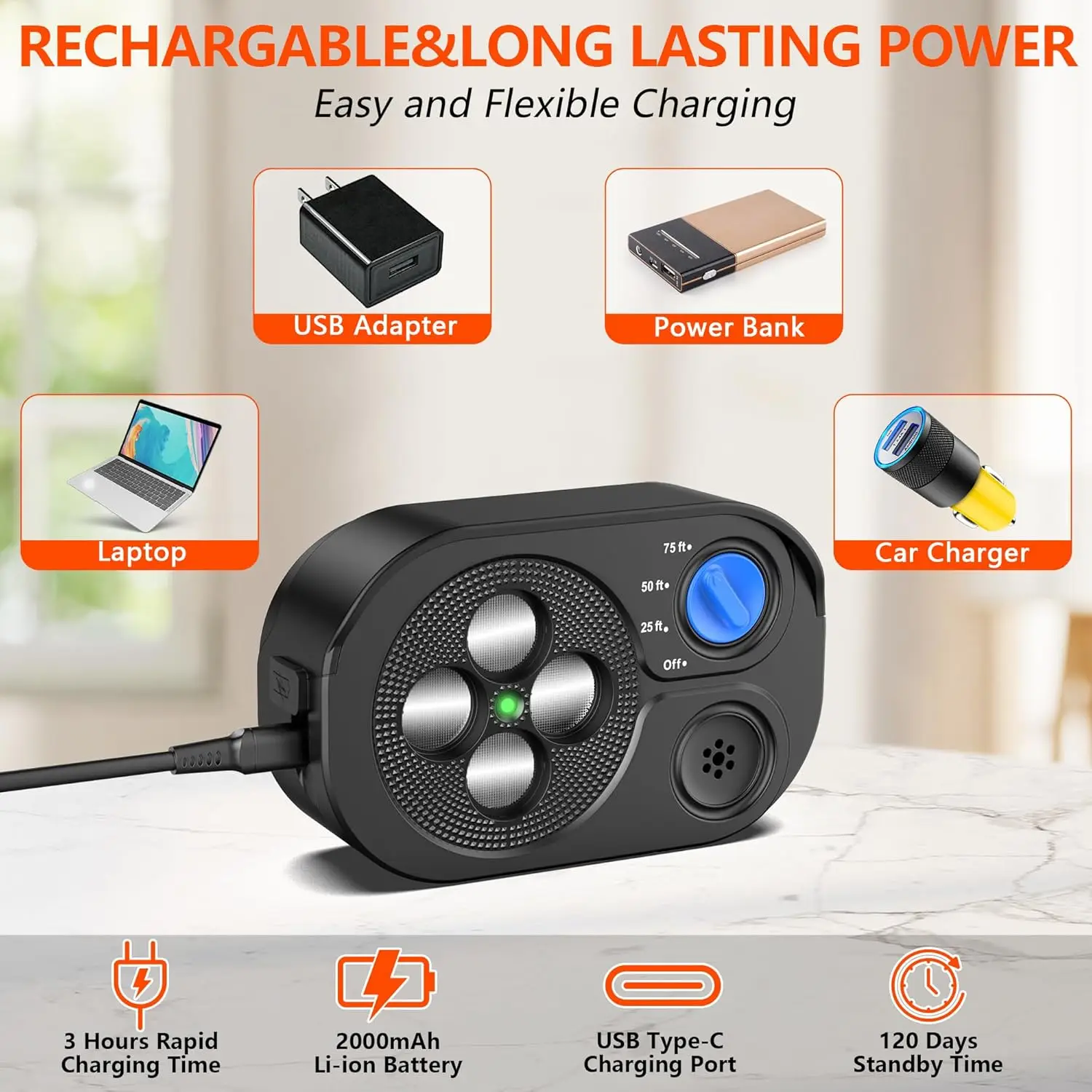 Anti Barking Device for Dogs Bark Box Rechargeable Dog Barking Deterrent with Variable Ultra Frequency/6 Modes/IP65 Waterproof