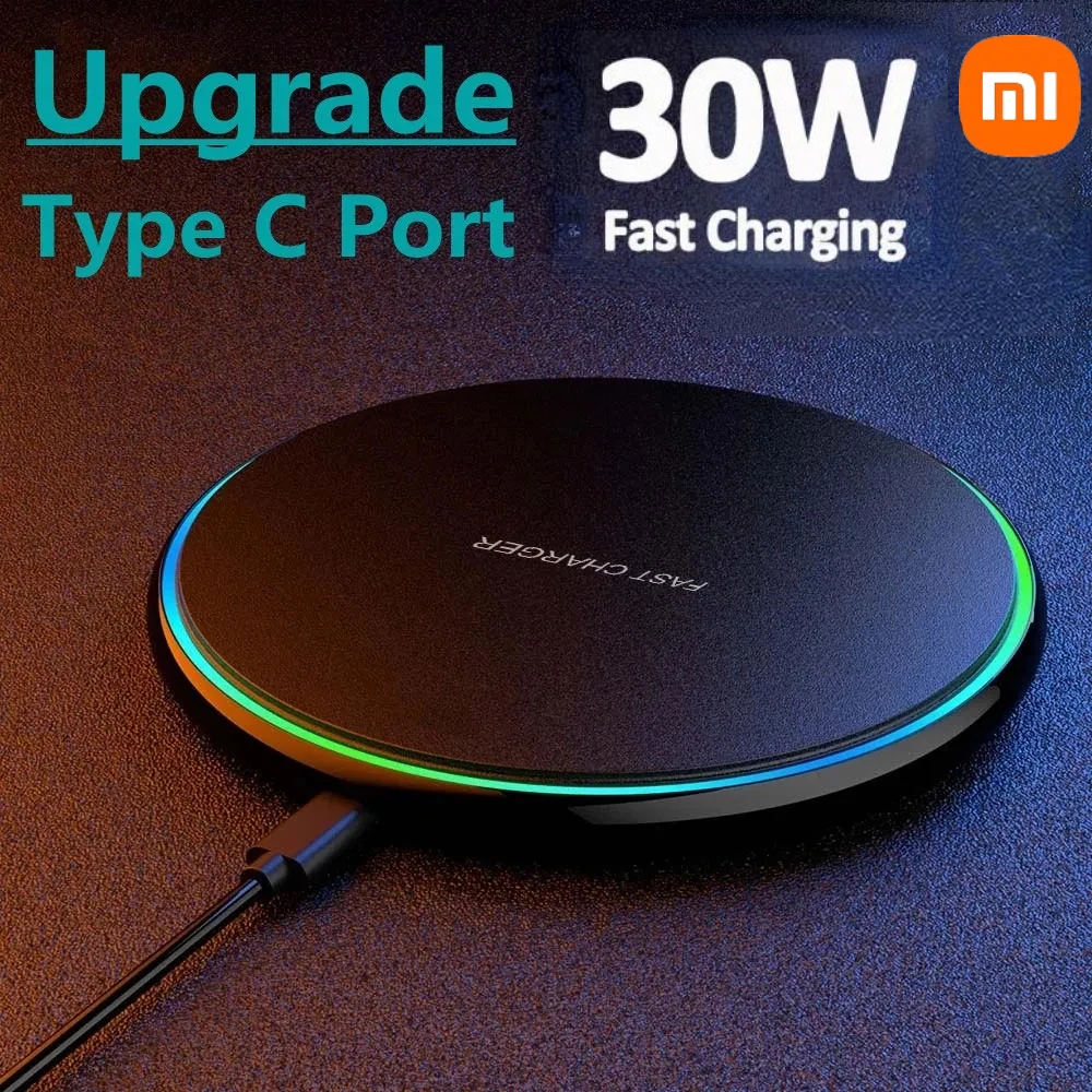 Xiaomi Indução Fast Charging Pad, Carregador sem fio para iPhone 15, 14, 13, 12, X Pro Max, Samsung S23, S22, Huawei, 30W