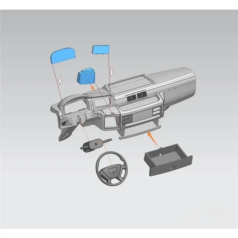 1 zestaw dekoracji wnętrza kabiny LED do ciężarówki 1/14 RC LESU MAN TGS Diy Parts