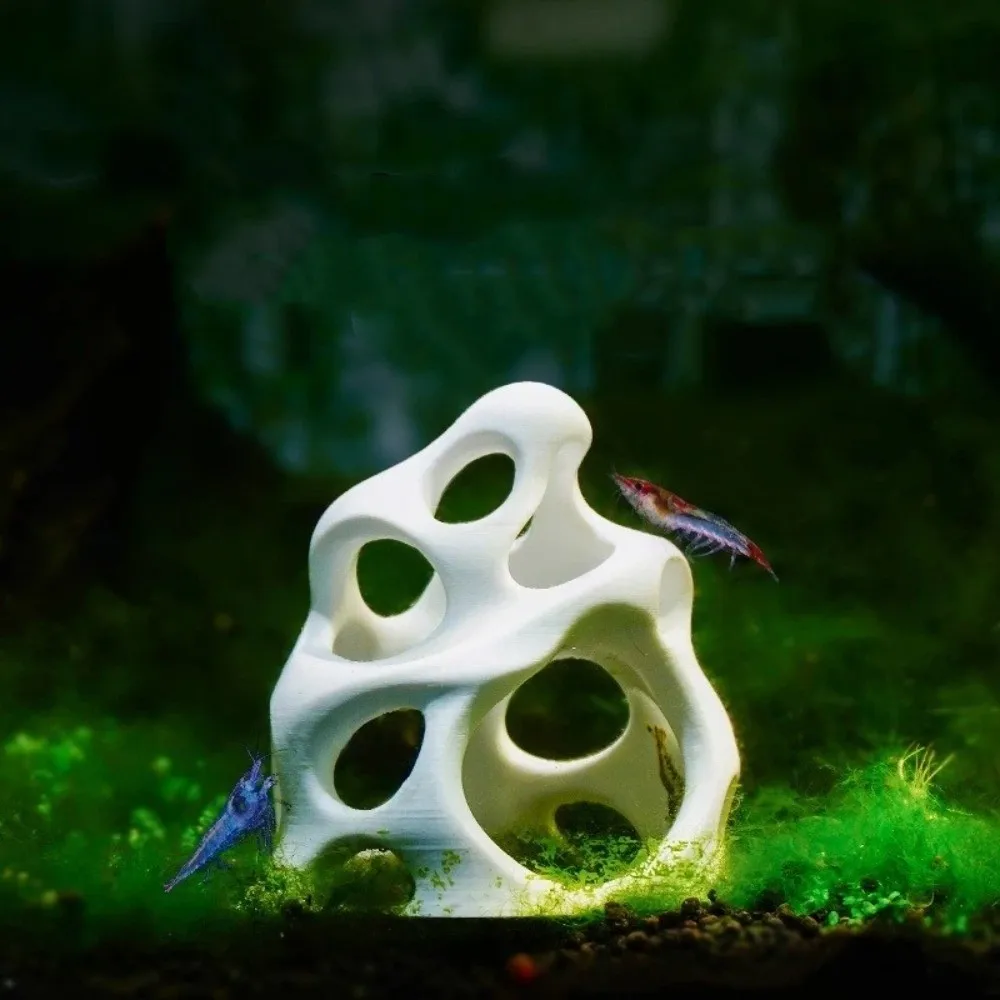 3D Printed Aquarium Hideaway Cave Plastic Miniature Fish Shrimp Breeding Shelter Natural Look Fish Tank Hideout