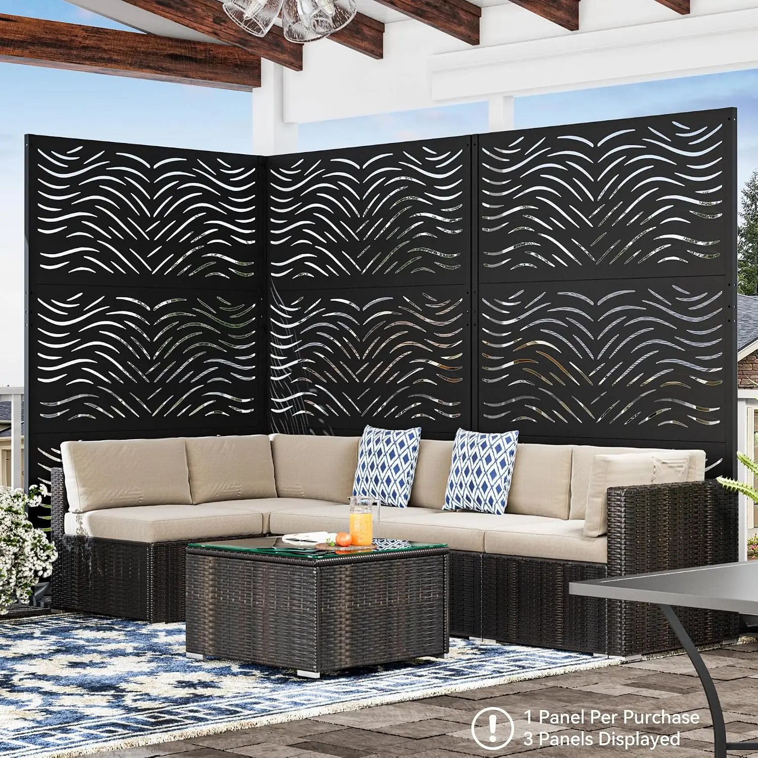 Modern Shade 4x6 FT Metal Privacy Screen with Artistic Modular Designs
