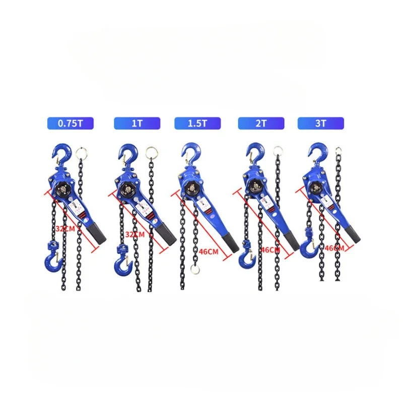 Puxando Chave Manual Cadeia De Levantamento, Gancho De Corrente De Mão, Bloco De Alavanca Portátil, Apertador Invertido, 1T