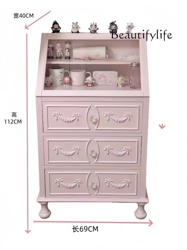 

Pretty French Solid Wood Display Side Cabinet Color Locker Display Cabinet Art Fashion