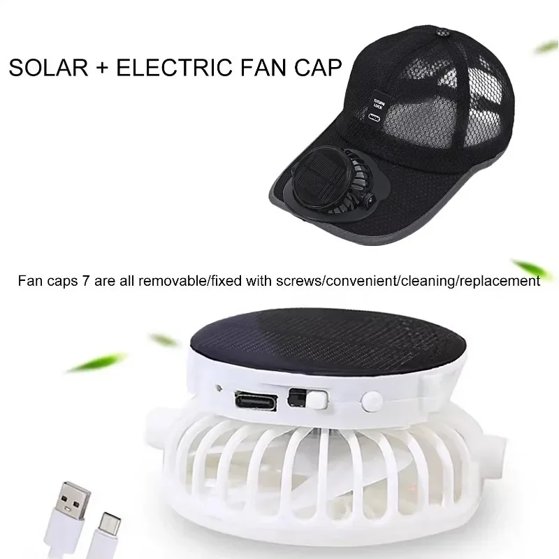 Sunscreen Hat with Fan, Breathable Mesh, Sun Protection, Men's Outdoor Baseball Cap, USB Charging, Fresh Headwear