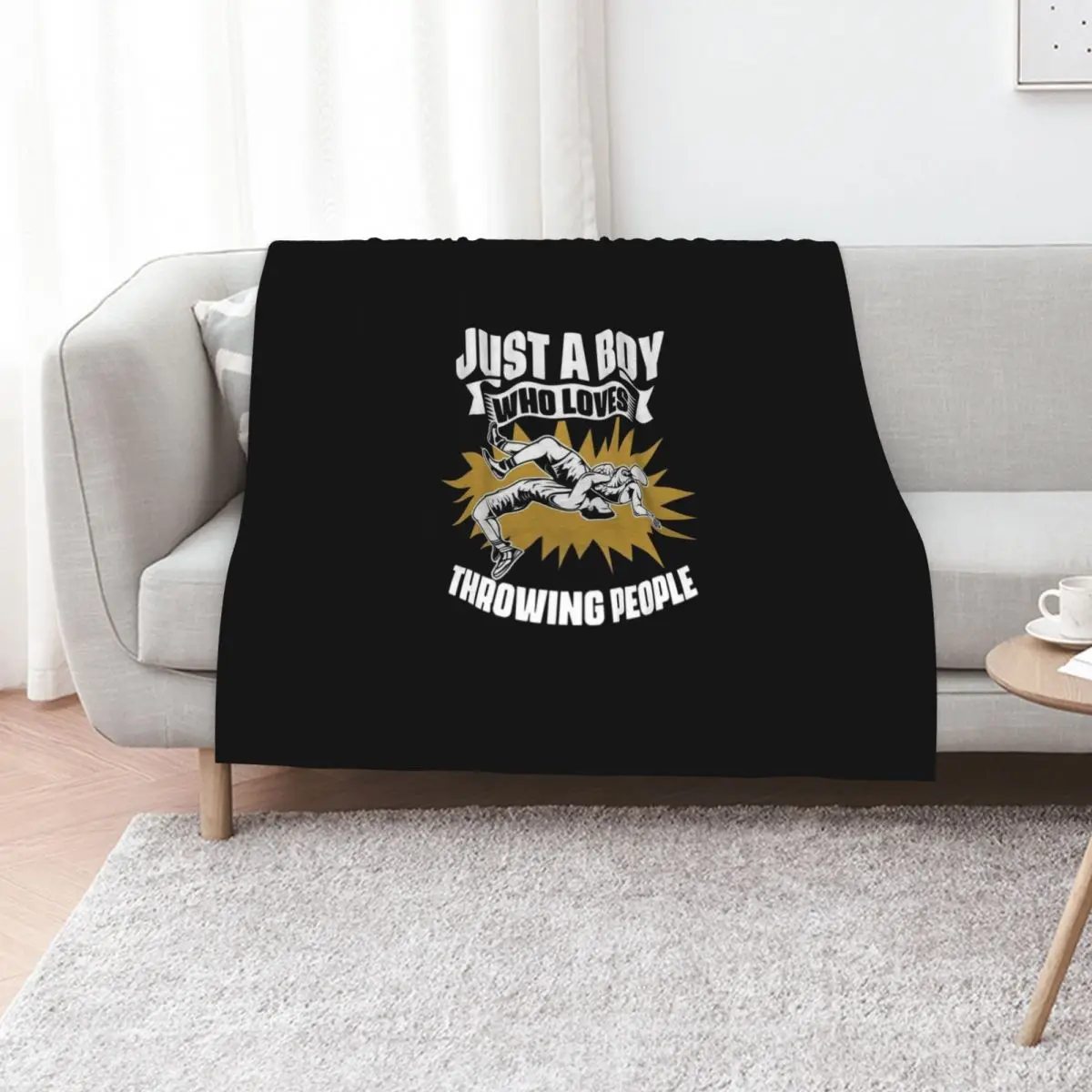 Just A Boy Who Loves Funny Wrestling Sports Fan For Wrestler Throw Blanket For Baby Furry warm winter Hairy Blankets