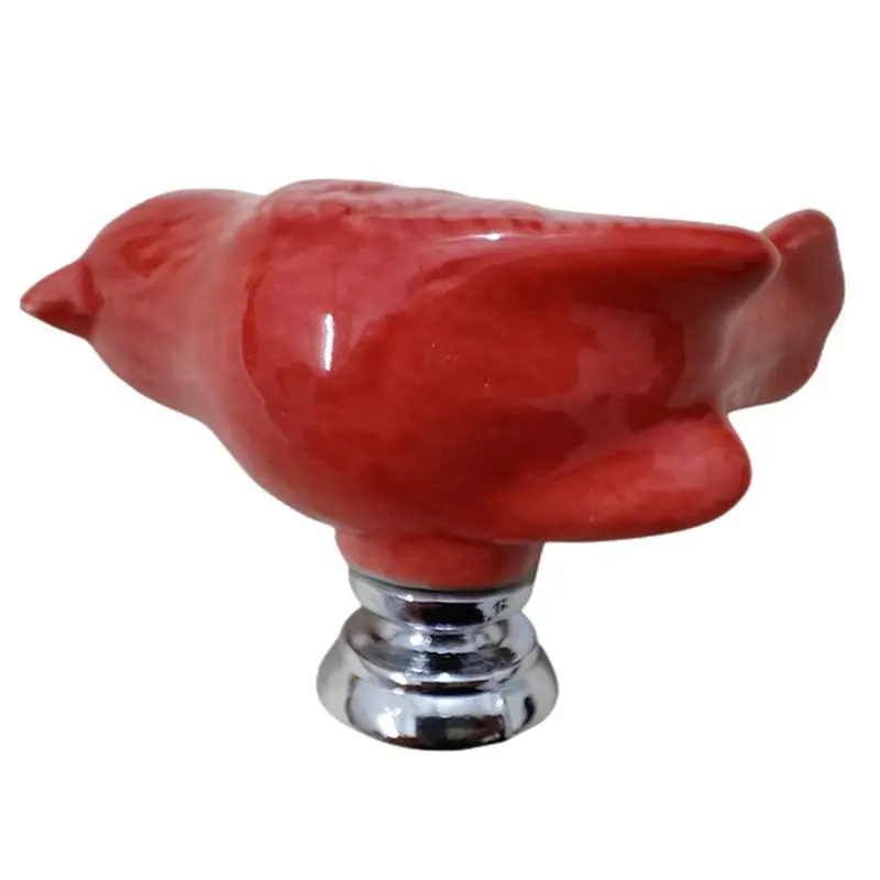 HITL 4Pack Green Cute Bird Design Cabinet Door Knobs, Ceramic Drawer Knobs , Vintage Cupboard Pull Handle (Red)