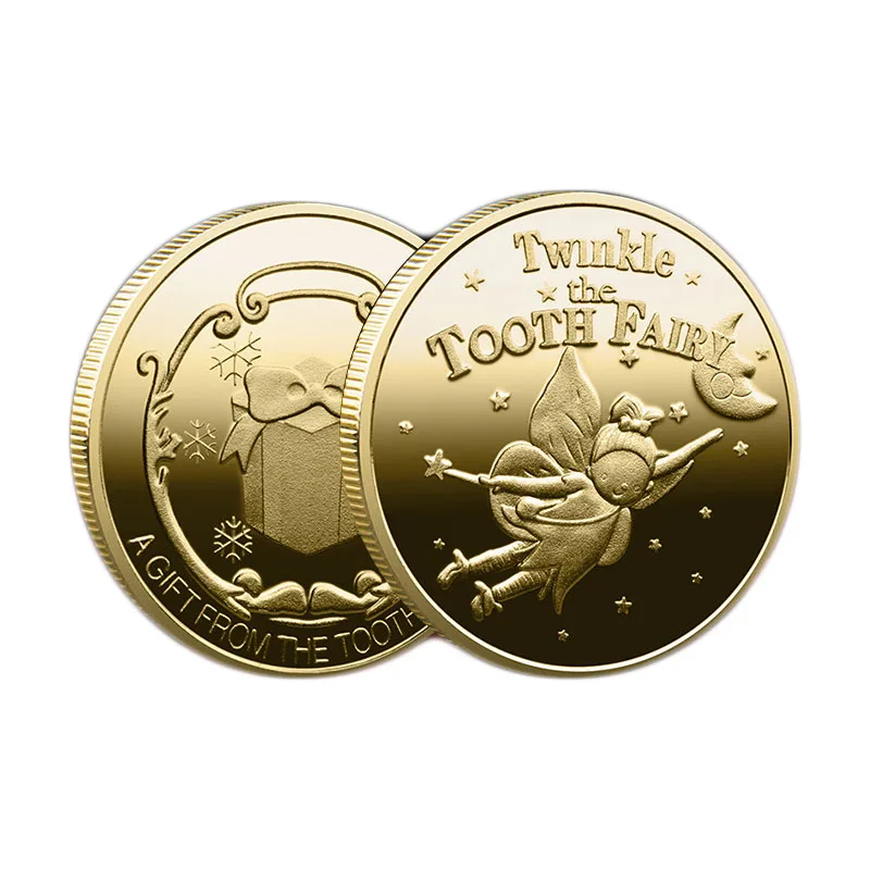 1/10pcs Dental Commemorative Coin Tooth Fairy Gold Plated Metal Coins Kids Teeth Change Souvenir Christmas Dentistry Gifts