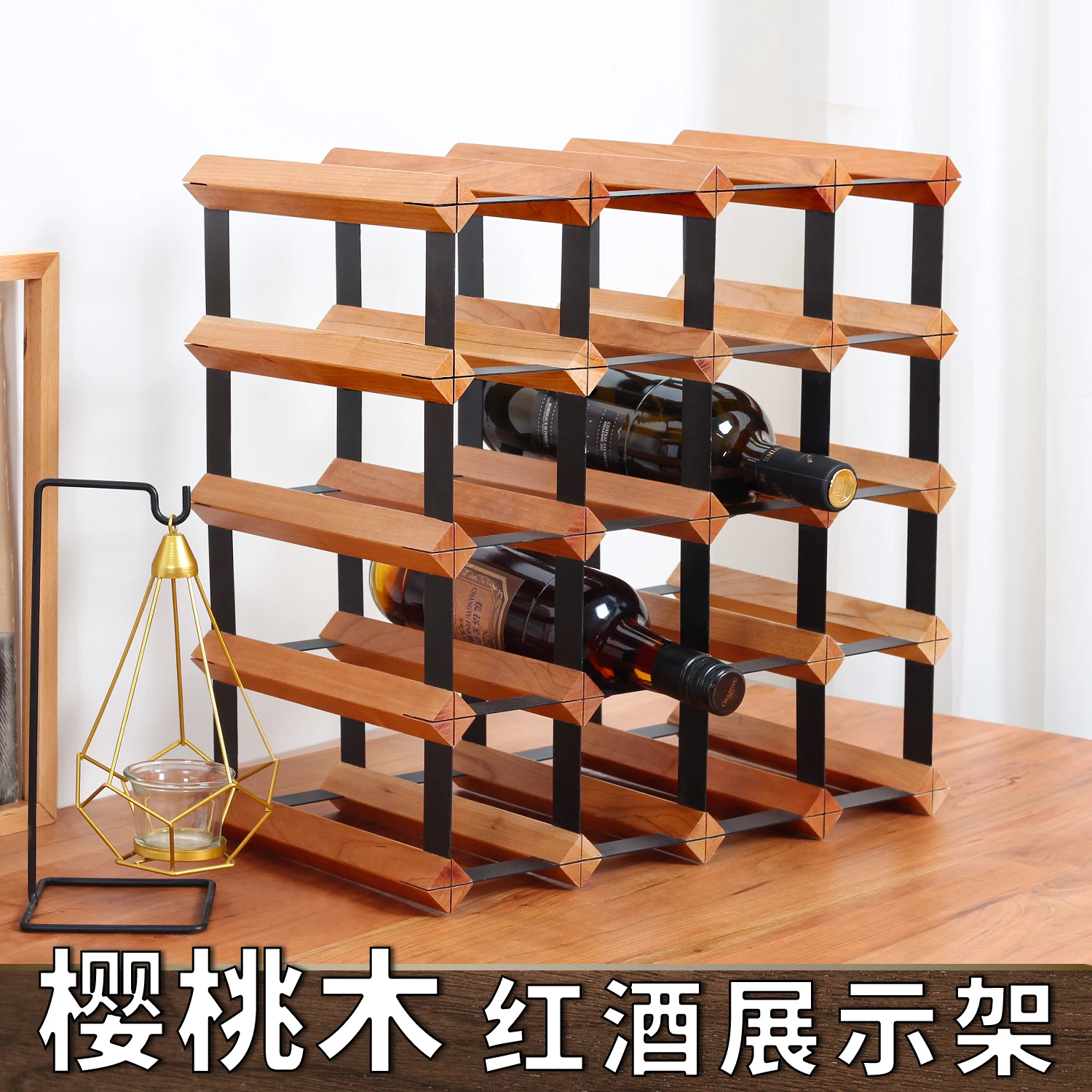 

Wine cabinet living room wine rack ornament solid wood bar counter red bottle rack foreign rack bottle