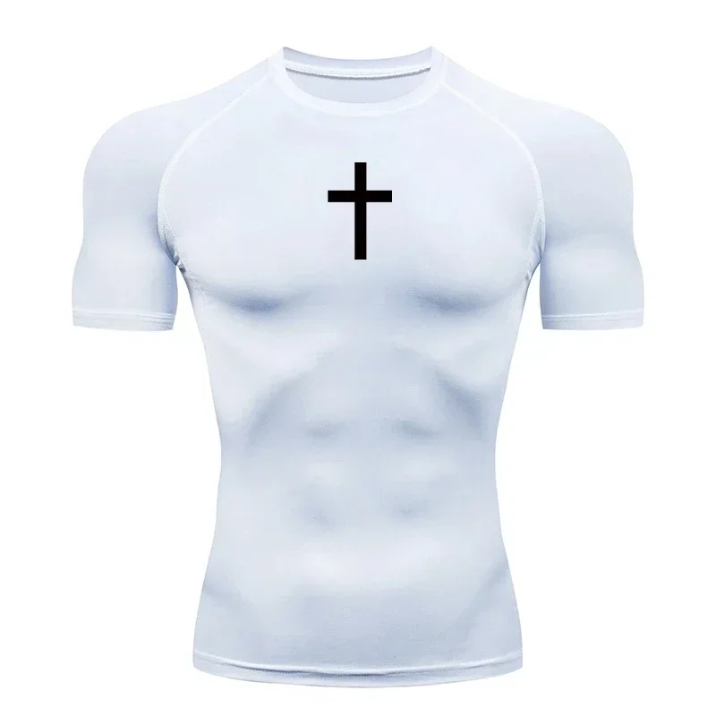 

Спортивные компрессионные футболки Christian Workout: быстросохнущие мужские майки для спортзала, фитнеса, топы с коротким рукавом, рашгарды
