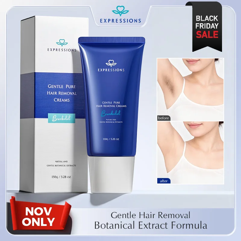 

150G EXPRESSIONS GENTLE PURE HAIR REMOVAL CREAMS PLANT-BASED FORMULA, MOISTURIZING CREAMY TEXTURE