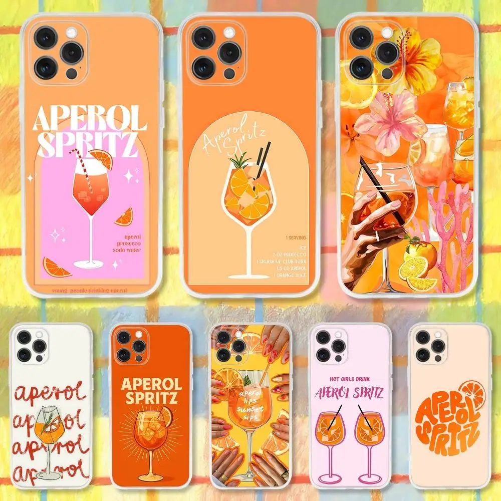 Art Aperol Spritz Phone Case For iPhone 17 16 15 11 12 14 13 Pro Max Mini X XS XR 7 Plus 17E Shockproof Silicone Cover Fundas