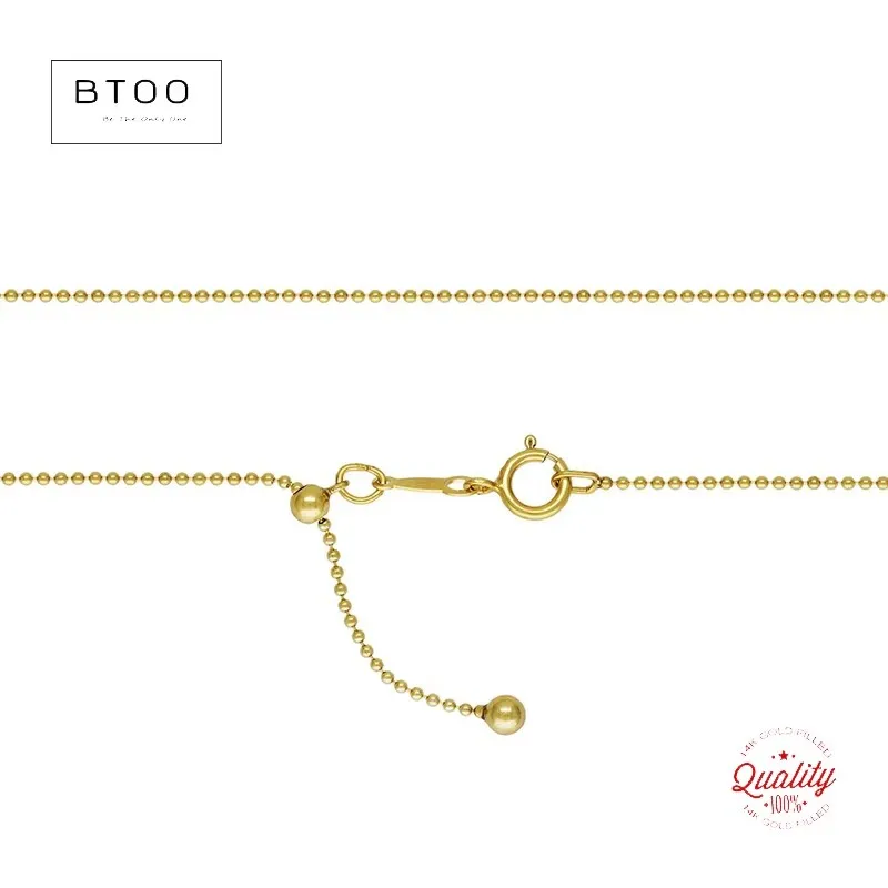 

14K Gold Filled 22inch Adjustable 1mm Bead Chain Finished Necklace W/Slider Bead jewelry Minimalist Gold Filled Women Jewelry