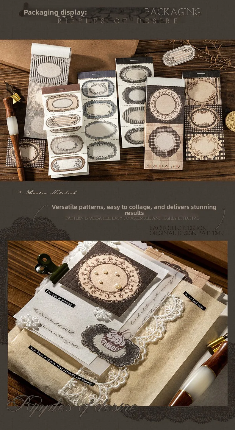1er-Pack/2er-Pack Vintage-Stanzmuster-Kollagen-Notizen, florale Serie, Notizbuch mit Einband, 6 Stile, 20 Blatt – Detail 5