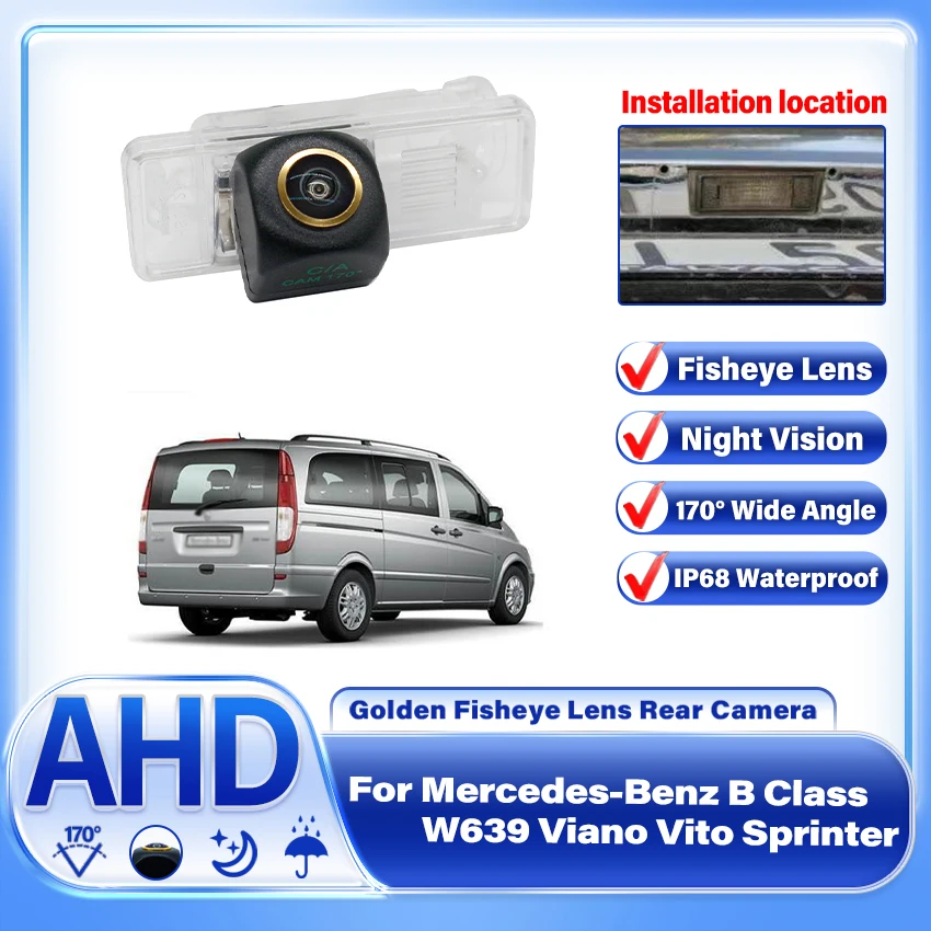 

190×1082P 170° AHD Fisheye Waterproof Car Rear View Wireless Camera For Mercedes-Benz B Class W639 Viano Vito Sprinter