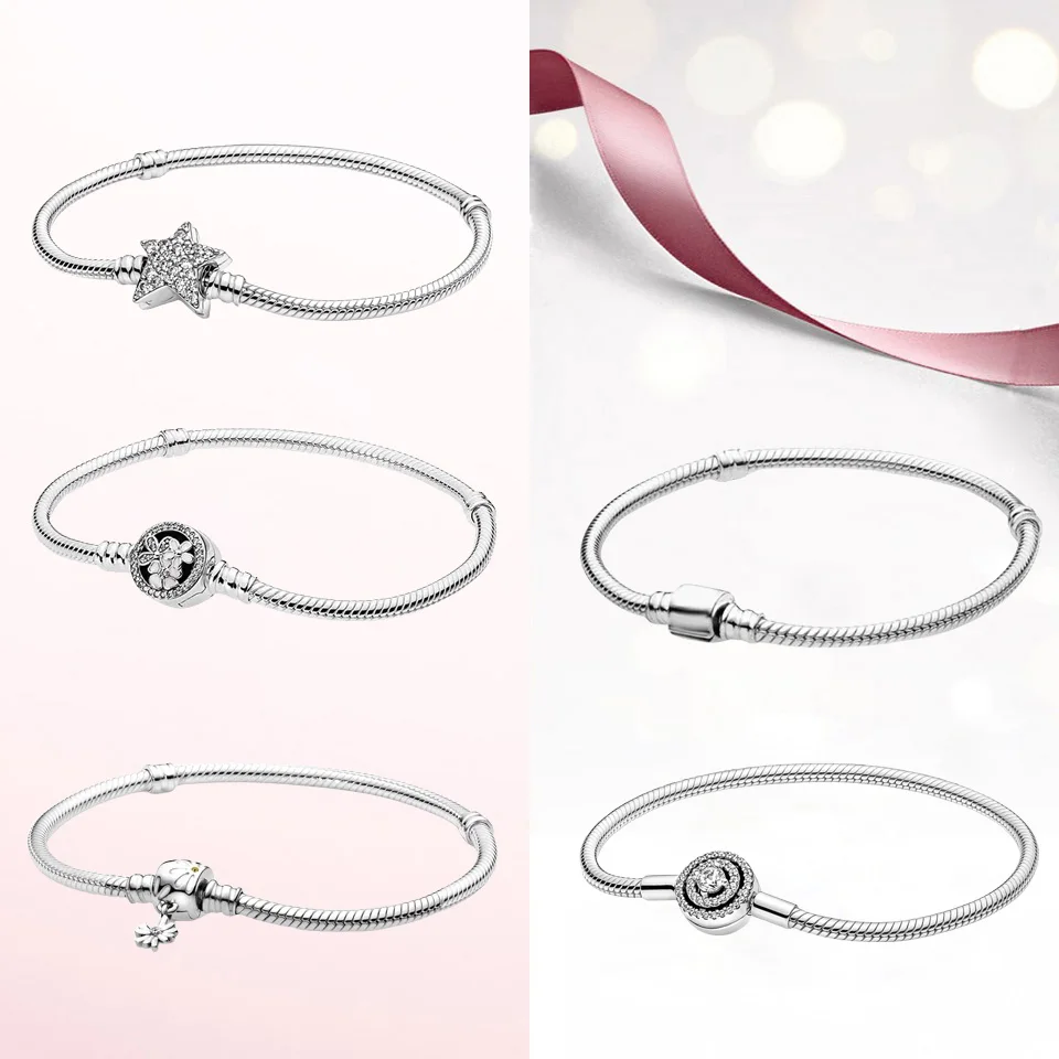

CHARMING New 100% 925 Sterling Silver Star Link Snake Bone Chain Bracelet Silver Jewelry for Free Gift Delivery To Friends