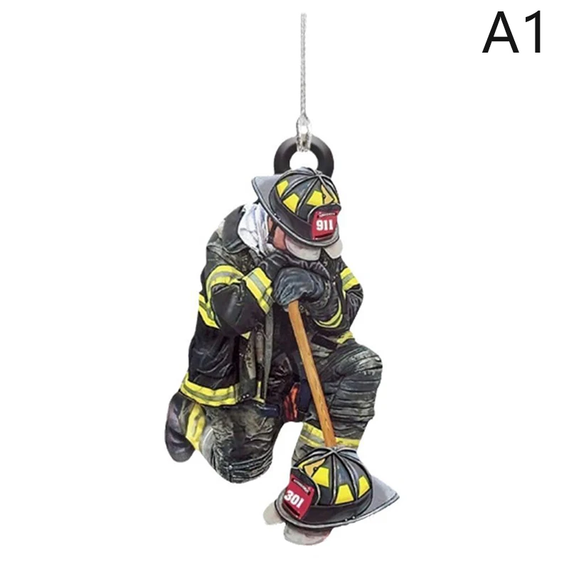 1PCS Car Hanging Decor Firefighter Coat And Hat Simulation Model Fire Fighting Truck Car Interior Decor Pendant Gift