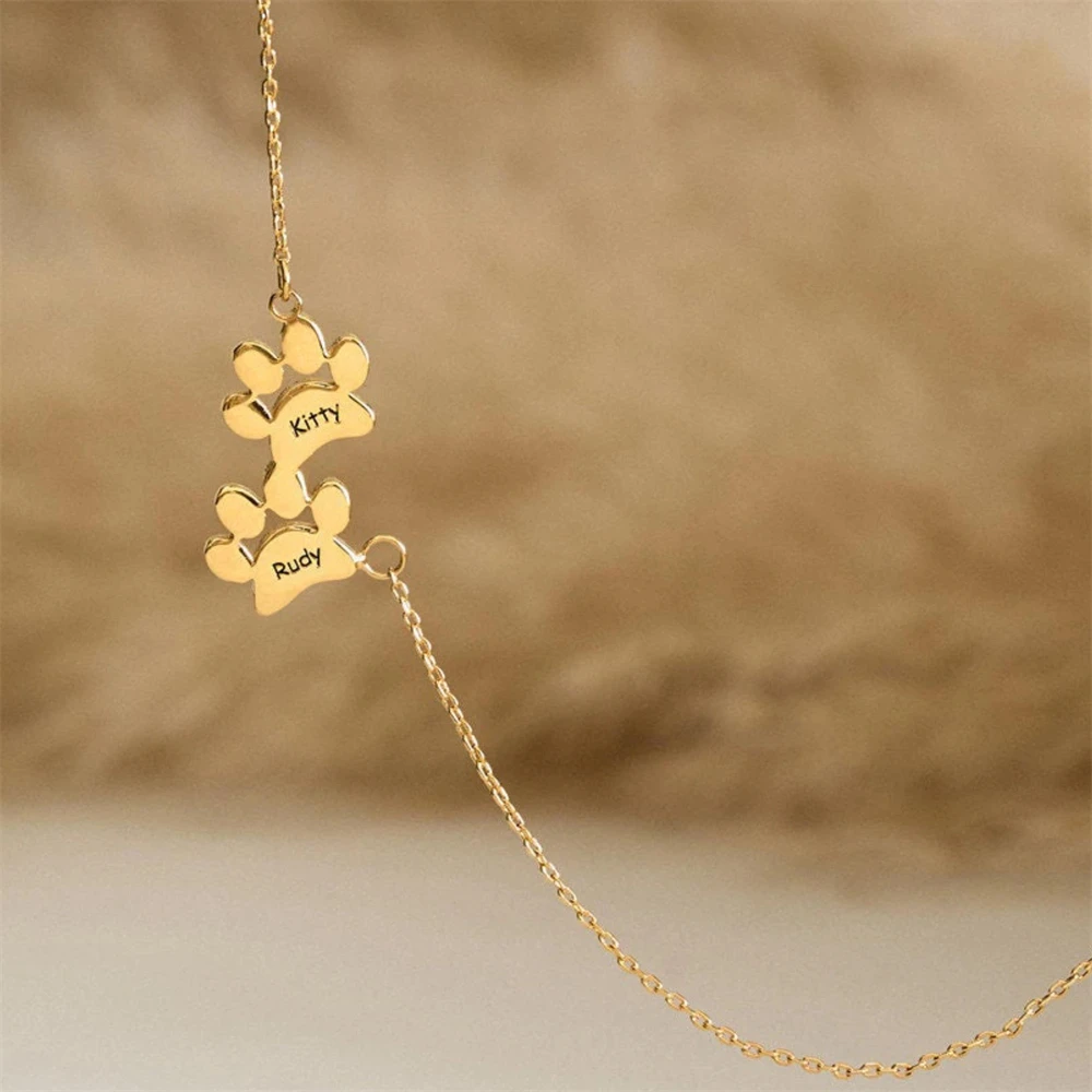 

Personalized Custom Dog Cat Claw Necklace Animal Jewelry Stainless Steel Lovely Pet Name Pendant Chain Birthday Gift