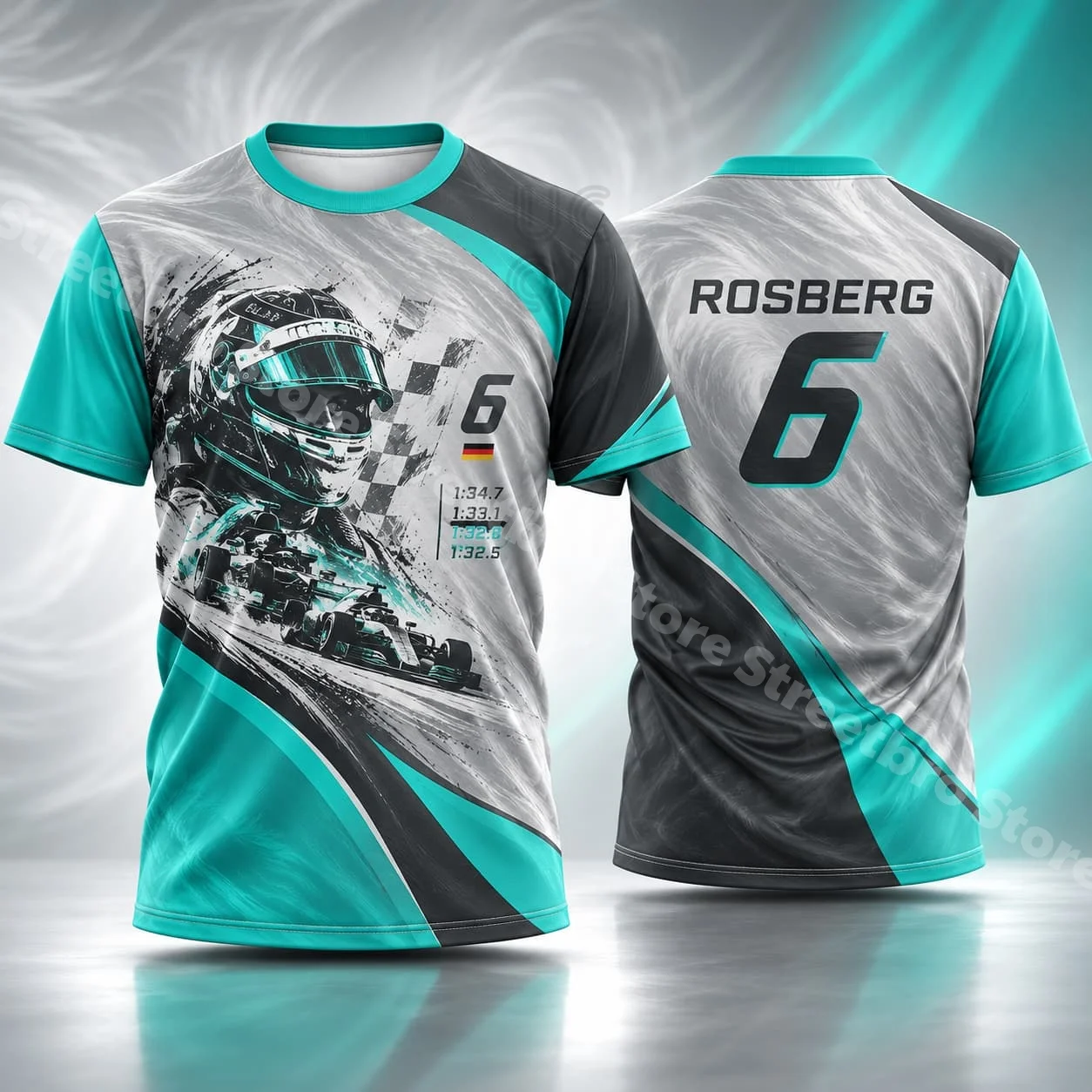 Rosberg 6 Mens F1 Racing Graphic T Shirt Summer Motorsport Fan Apparel Unisex Streetwear for Grand Prix Events and Daily Wear