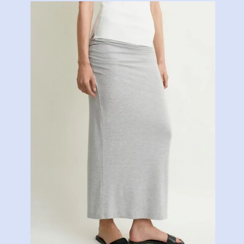 2026 Early Autumn New Arrival Flowy Fitted Pockets High Waist Figure-Hugging Mid-Length Skirt